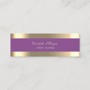 Elegant Luxury  Modern,Gold Striped,Violet Mini Business Card