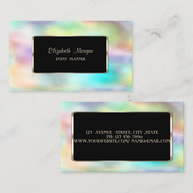 Elegant Luxury Modern Holographic Colourful Business Card (Front/Back)
