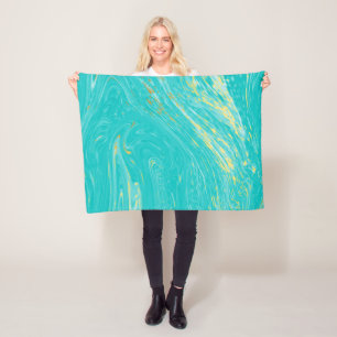 Elegant luxury Modern Marble Gold Blue Design Fleece Blanket