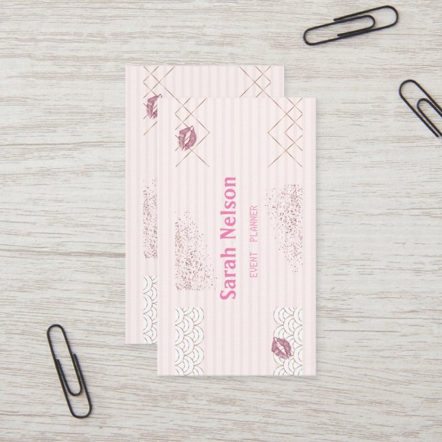Elegant Luxury Pink Sweet  Business Card (Front/Back In Situ)