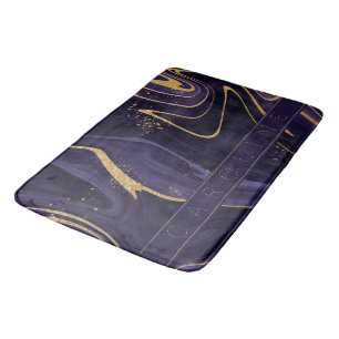 Elegant Luxury Purple And Gold Marble Effect Name Bath Mat