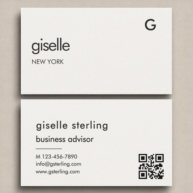 Elegant Luxury QR Code Minimalist Monogram  Business Card (Creator Uploaded)