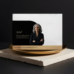 Elegant Luxury Real Estate Arch Photo Black & Gold Envelope