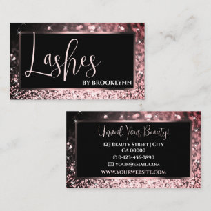 Elegant Luxury Rose Gold Black Sparkling Glitter Business Card