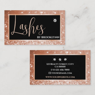 Elegant Luxury Rose Gold Golden Sparkling Diamond Business Card
