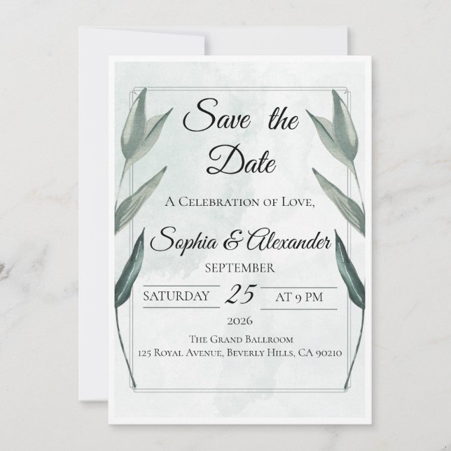 Elegant Luxury Save the Date Wedding Invitation |  (Front)