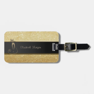 Elegant Luxury Sophisticated,Cat ,Glittery Luggage Tag