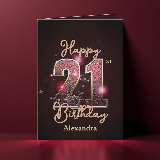Elegant Luxury Sparkly Midnight Glow 21st Birthday Card (Creator Uploaded)