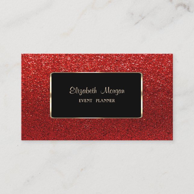 Elegant Luxury Stylish,Professional,Red Glittery Business Card (Front)