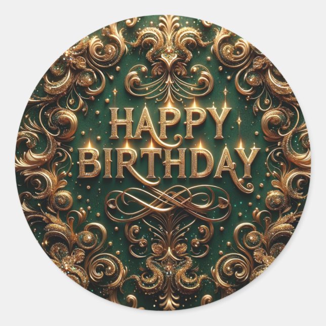 Elegant Luxury Theme Birthday Sticker  (Front)