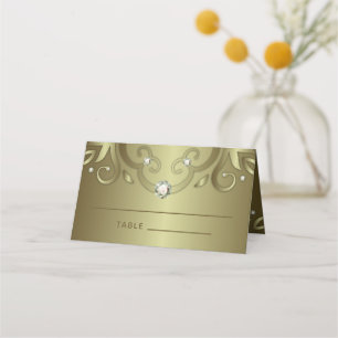 Elegant Luxury Vintage Victorian Gold Wedding Place Card