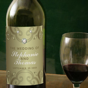 Elegant Luxury Vintage Victorian Gold Wedding Wine Label