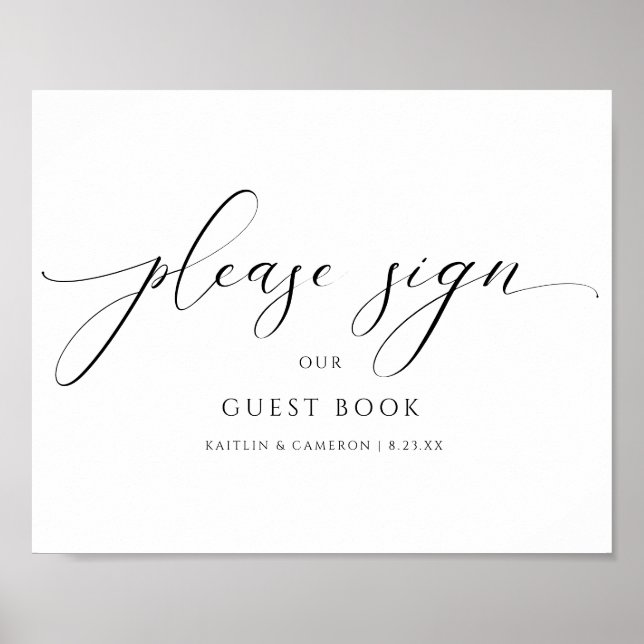 Elegant Luxury Wedding Guestbook Calligraphy Sign (Front)