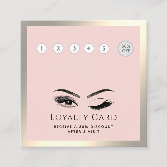 Elegant luxury wink lashes makeup eye aftercare loyalty card (Front)