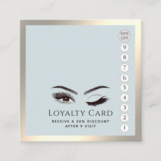 Elegant luxury wink lashes makeup eye aftercare loyalty card (Front)