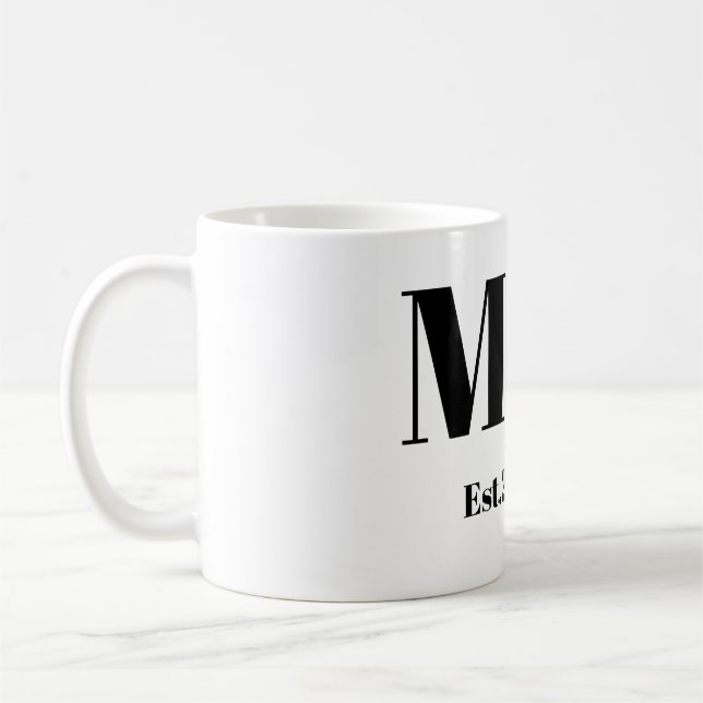 Elegant M & K Cursive Monogram Initial Wedding Mug (Left)