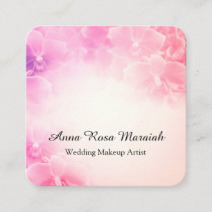 *~* Elegant Macro Photo Floral Pink .  Blush Square Business Card
