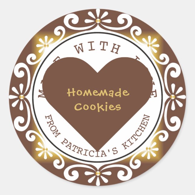 Elegant Made With Love Cookies From The Kitchen Of Classic Round Sticker (Front)