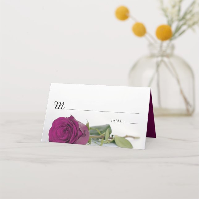 Elegant Magenta Berry Rose Wedding Write-In Place Card (Front)