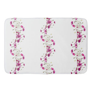 Elegant Magenta Floral Watercolor Monogram Shower Bath Mat