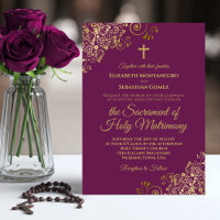 Elegant Magenta & Gold Modern Catholic Wedding