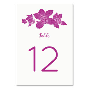 Elégant Magenta Orchid Floral Table Numéro Cartes