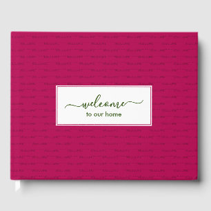 Elegant Magenta Pink Custom WELCOME TO OUR HOME Guest Book