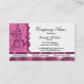 Elegant Magenta Pink Embroidery Business Cards