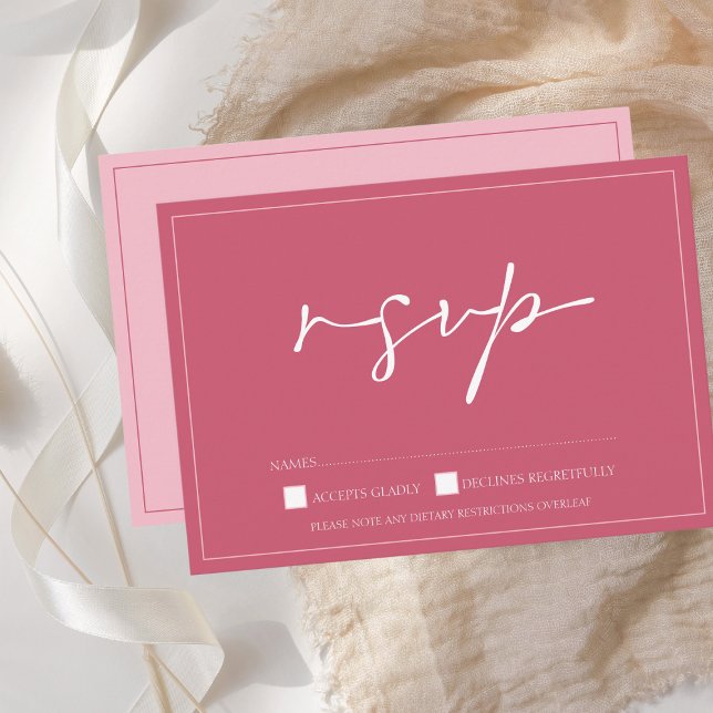 Elegant Magenta Pink Minimal Script Wedding RSVP (Creator Uploaded)