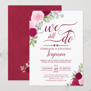 Elegant Magenta Pink Roses We Still Do Vow Renewal Invitation