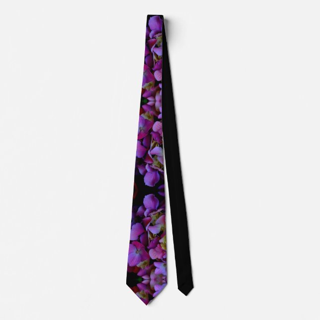 Elegant Magenta Purple blue Hydrangeas flowers Tie (Front)