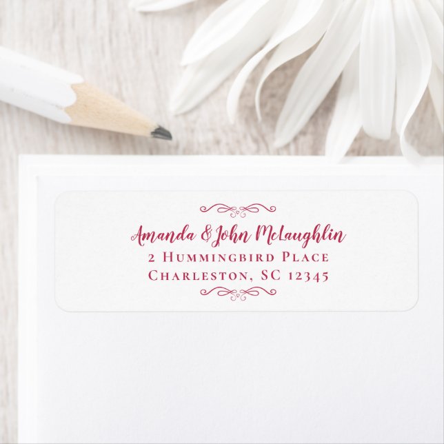 Elegant Magenta Red Calligraphy Return Address (Insitu)