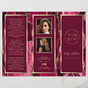 Elegant Magenta Red Gold Agate Brochure