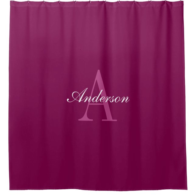 Elegant Magenta Red, Pink & White Name & Monogram (Front)