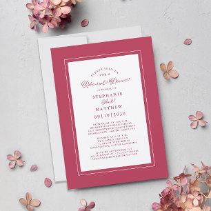 Elegant Magenta Red White Wedding Rehearsal Dinner Invitation