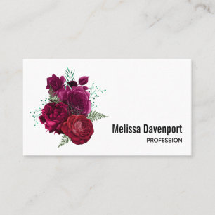 Elegant Magenta Rose Floral Bouquet Business Card