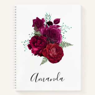 Elegant Magenta Rose Floral Bouquet Notebook
