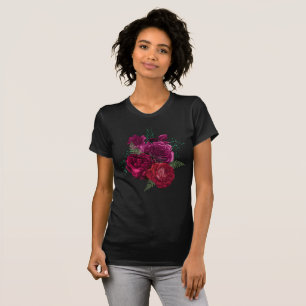 Elegant Magenta Rose Floral Bouquet T-Shirt