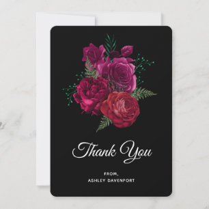 Elegant Magenta Rose Floral Bouquet Thank You