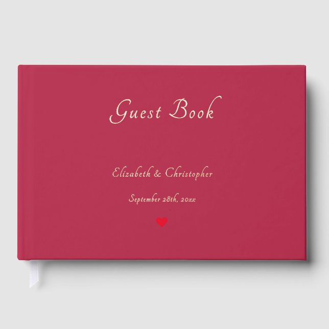 Elegant Magenta Rose Gold Weddings Anniversary Guest Book (Front)