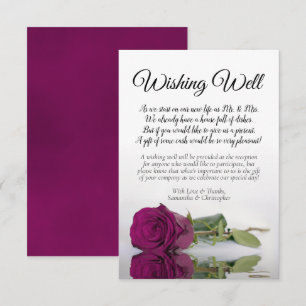 Elegant Magenta Rose Wedding Wishing Well Poem Enclosure Card