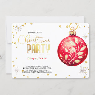 Elegant  Magical Christmas Red Ornaments Invitation