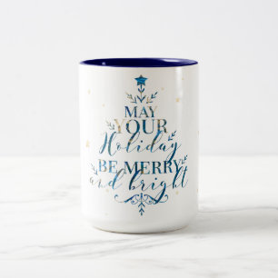 Elegant Magical Christmas Tree Typographic Two-Tone Coffee Mug