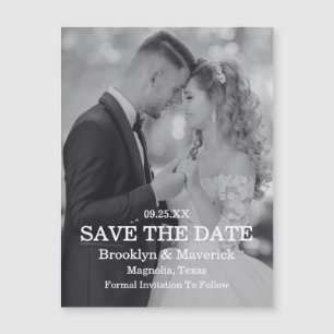 Élégant Magnet de Photo de Save The Date en Noir &