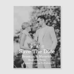 Élégant Magnet de Photo de Save The Date Noir & Bl