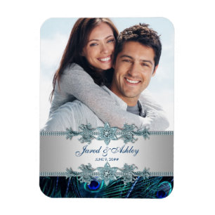 Elégant Magnet Réservez la date photo Peacock