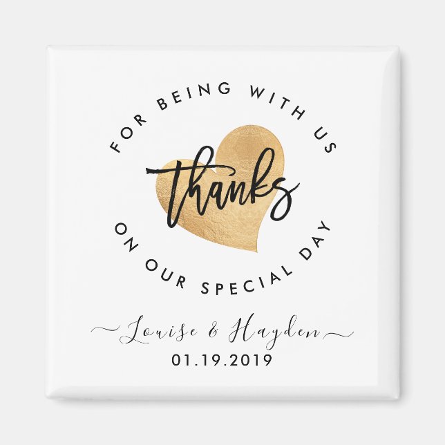 Elegant Magnet Wedding Favour, Handwritten Brush (Front)