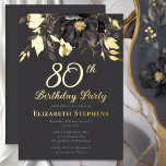 Elegant Magnolia Adult 80th Birthday Party Gold<br><div class="desc">Honor eighty wonderful years with an elegant magnolia floral birthday invitation. Dramatic magnolia blooms with metallic foil accents create a timeless botanical design on a deep charcoal background. Perfect for elegant family celebrations, milestone birthday dinners, and meaningful gatherings honoring a life well lived. Choose gold, silver, or rose gold foil...</div>