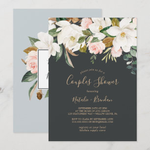 Elegant Magnolia Black and White Couples Shower Invitation