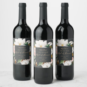 Elegant Magnolia   Black Maid of Honour Proposal Wine Label